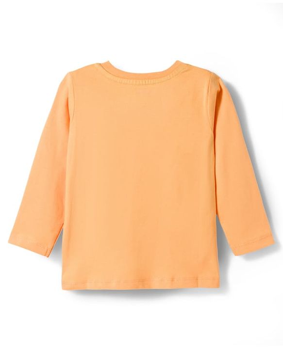 Babyhug Cotton Knit Full Sleeves Night Suit With Dino Print - Orange