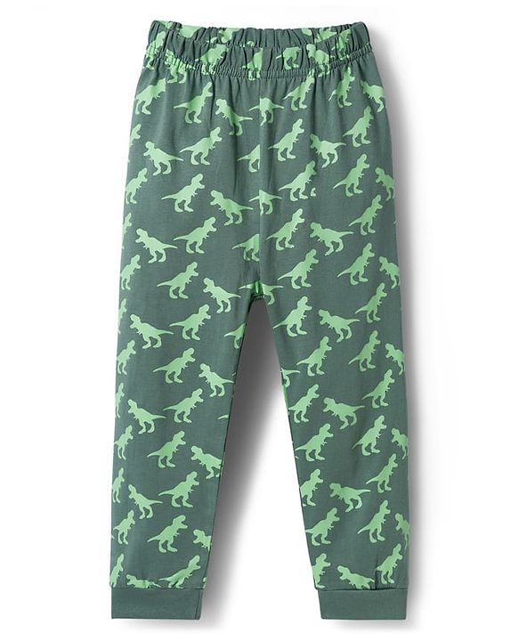 Babyhug Cotton Knit Full Sleeves Night Suit With Dino Print - Orange