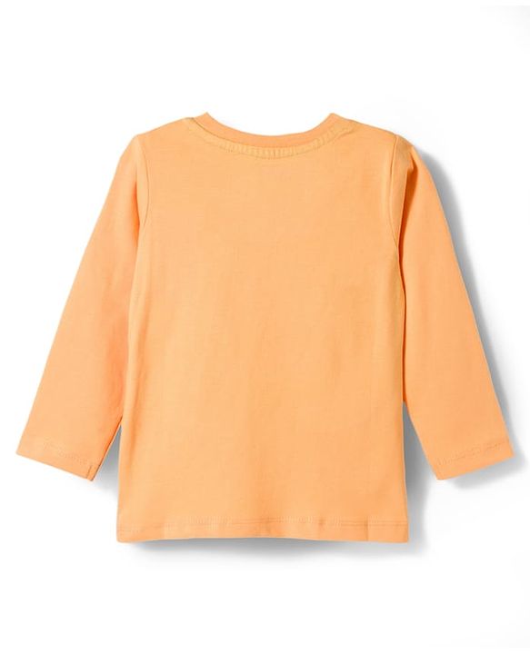 Babyhug Cotton Knit Full Sleeves Night Suit With Dino Print - Orange