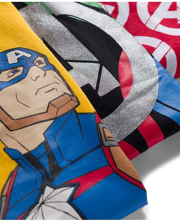 Babyhug Marvel Single Jersey Knit Half Sleeves T-Shirt With Avengers Graphics Pack Of 3 - Red Black & Yellow