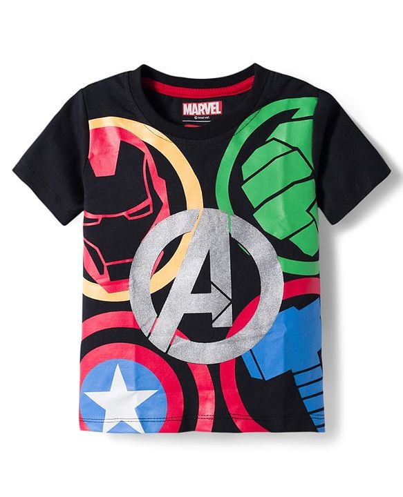 Babyhug Marvel Single Jersey Knit Half Sleeves T-Shirt With Avengers Graphics Pack Of 3 - Red Black & Yellow