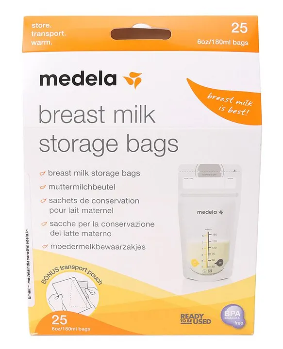 Lansinoh Breastmilk Storage Bags, Polyethylene, Graduated, 6 oz, Clear, 25  Count, #20435