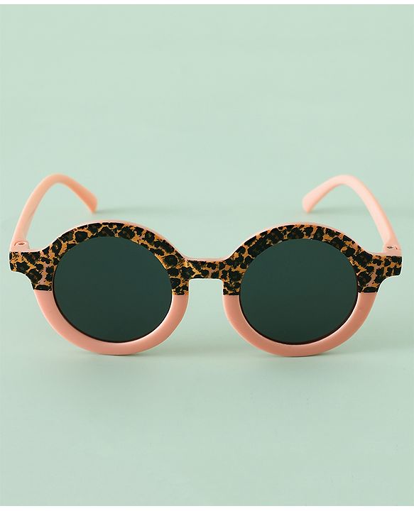 Pine Kids Round Frame Printed Sunglasses - Peach