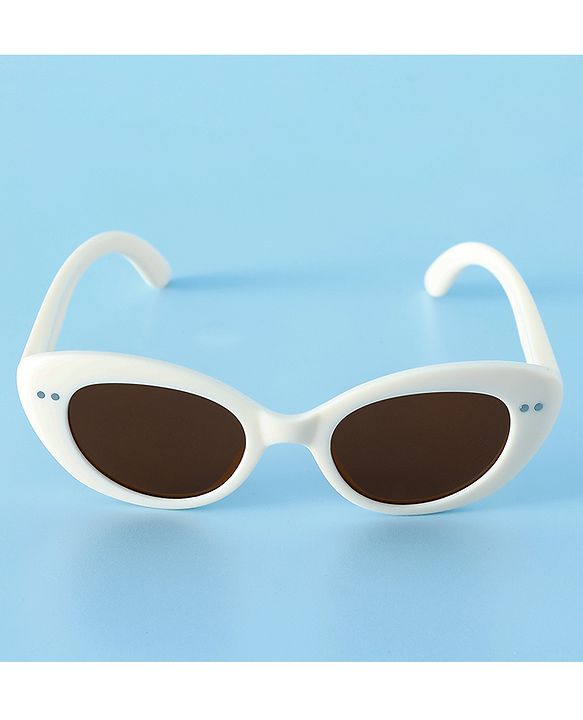 Pine Kids Solid Round Frame Sunglasses - White