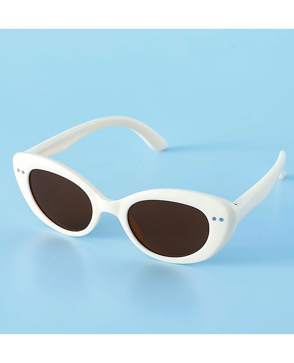 Pine Kids Solid Round Frame Sunglasses - White