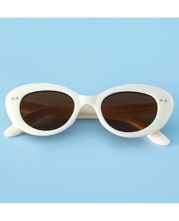 Pine Kids Solid Round Frame Sunglasses - White