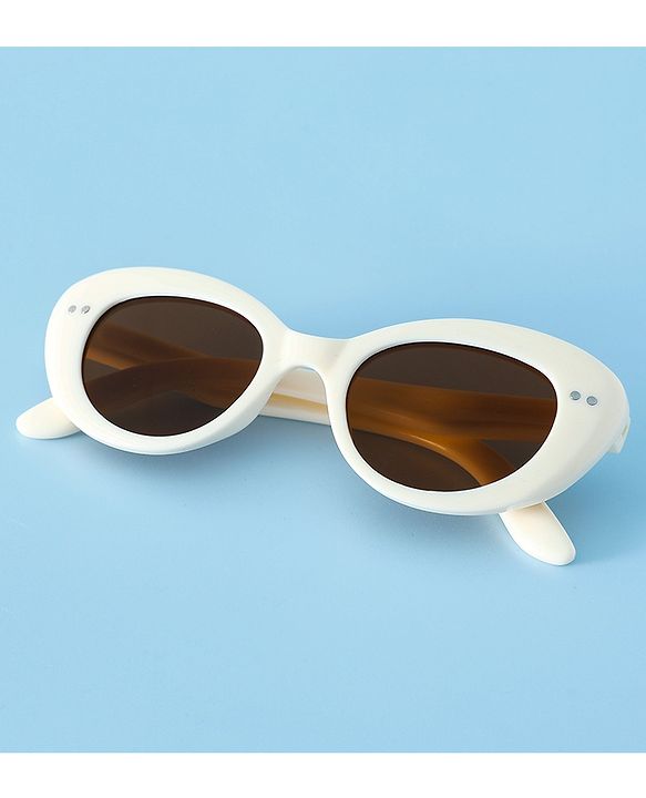 Pine Kids Solid Round Frame Sunglasses - White