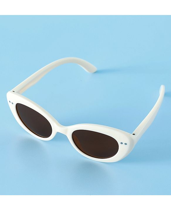 Pine Kids Solid Round Frame Sunglasses - White