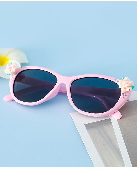 Babyhug Free Size Sunglasses With Floral Applique - Purple