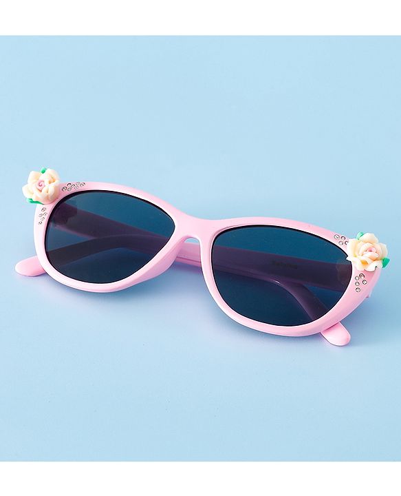 Babyhug Free Size Sunglasses With Floral Applique - Purple