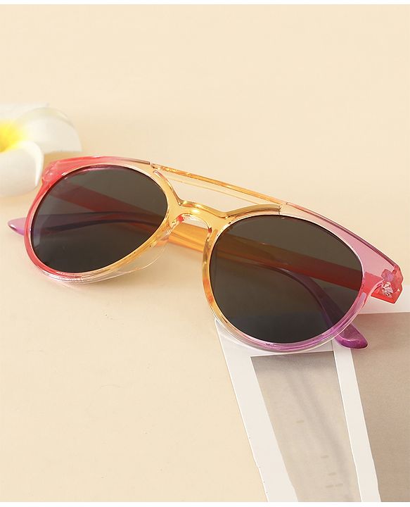 Babyhug Solid Round Frame Sunglasses - Pink & Orange