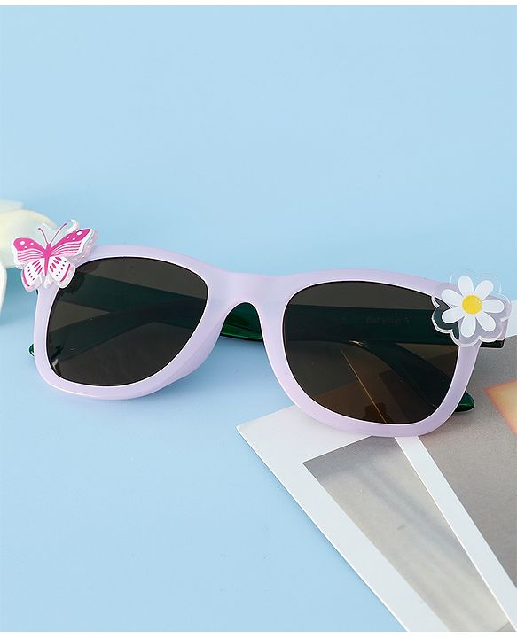 Babyhug Free Size Sunglasses With Floral Applique - Purple
