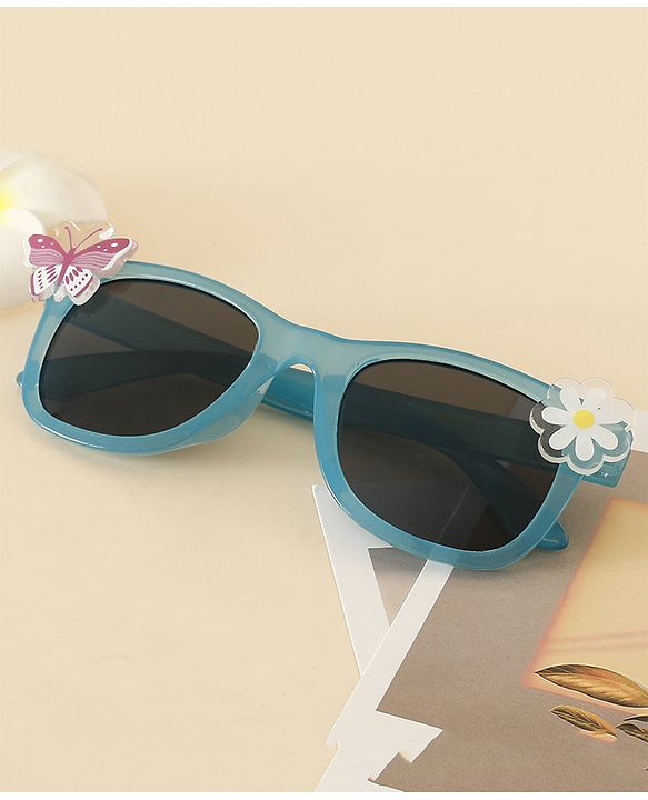 Babyhug Sunglasses With Floral & Butterfly Applique - Light Blue