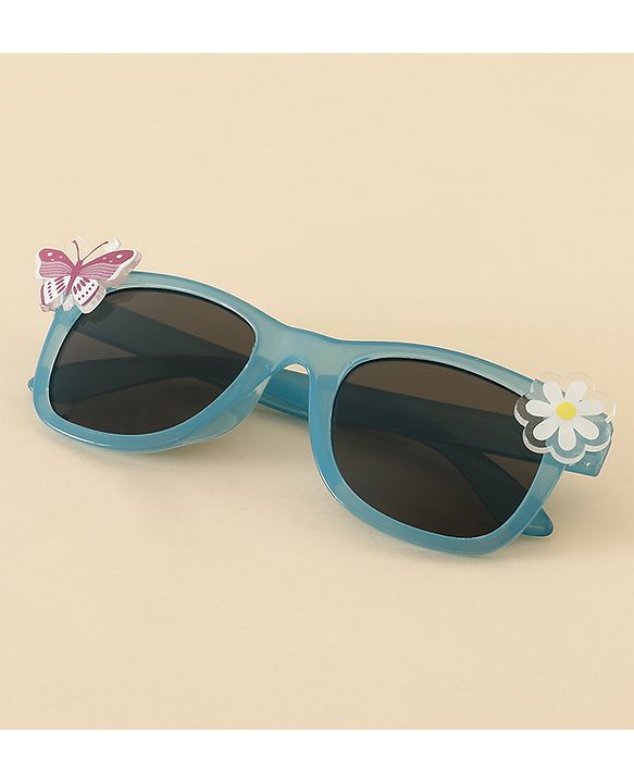 Babyhug Sunglasses With Floral & Butterfly Applique - Light Blue