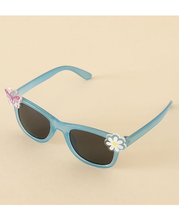 Babyhug Sunglasses With Floral & Butterfly Applique - Light Blue