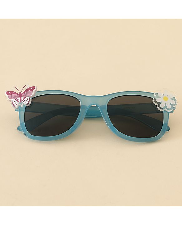 Babyhug Sunglasses With Floral & Butterfly Applique - Light Blue