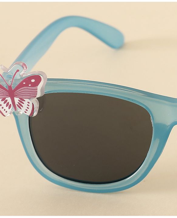 Babyhug Sunglasses With Floral & Butterfly Applique - Light Blue