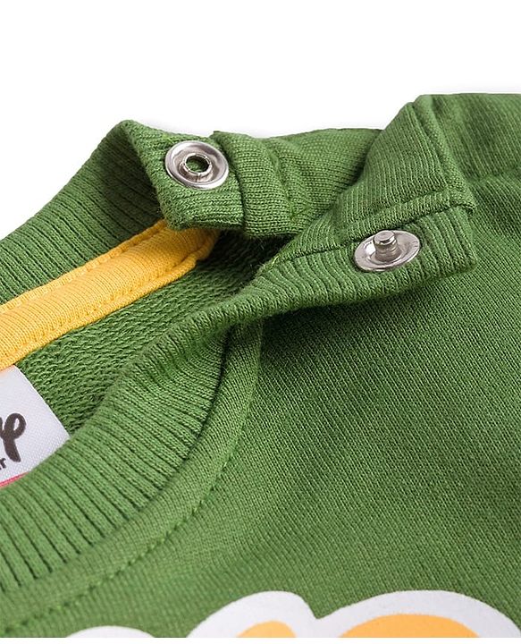 Babyhug Disney Single Jersey Knit Full Sleeves T-Shirt & Lounge Pant Set With Chip N Dale Graphic - Olive Green