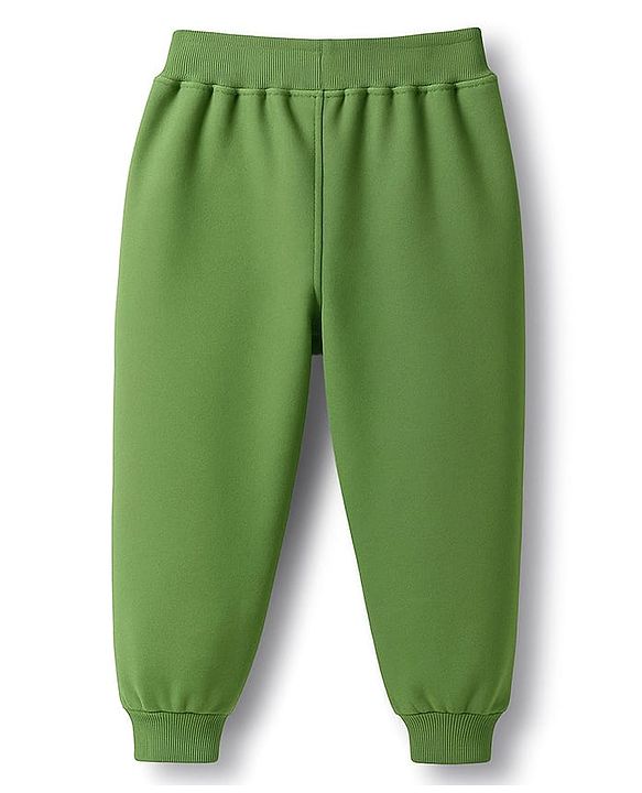 Babyhug Disney Single Jersey Knit Full Sleeves T-Shirt & Track Pant Set With Mickey & Friends Graphics - Olive Green
