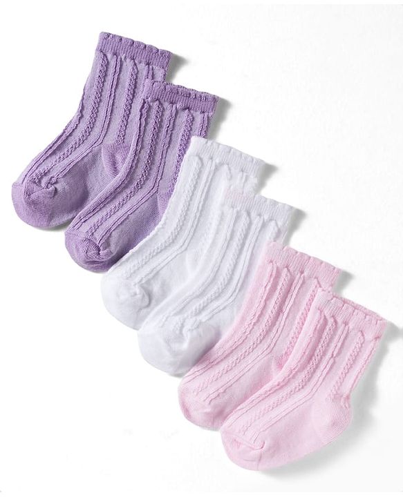 Cute Walk by Babyhug Non Terry Knit Ankle Length Anti Bacterial Socks Pack of 3 - Multicolour