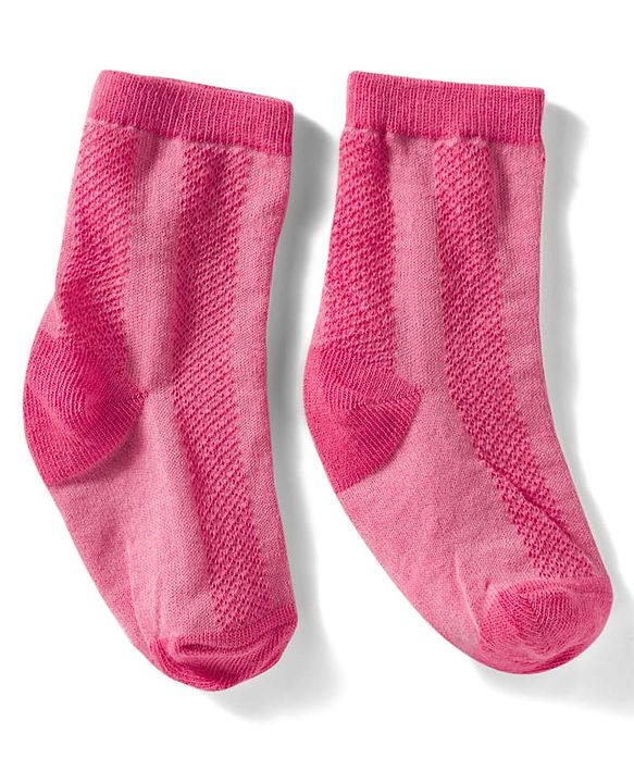 Cutewalk by Babyhug Non Terry Knit Anti-Bacterial Ankle Length Solid Colour Socks Pack of 3 - Dark Pink & Cream