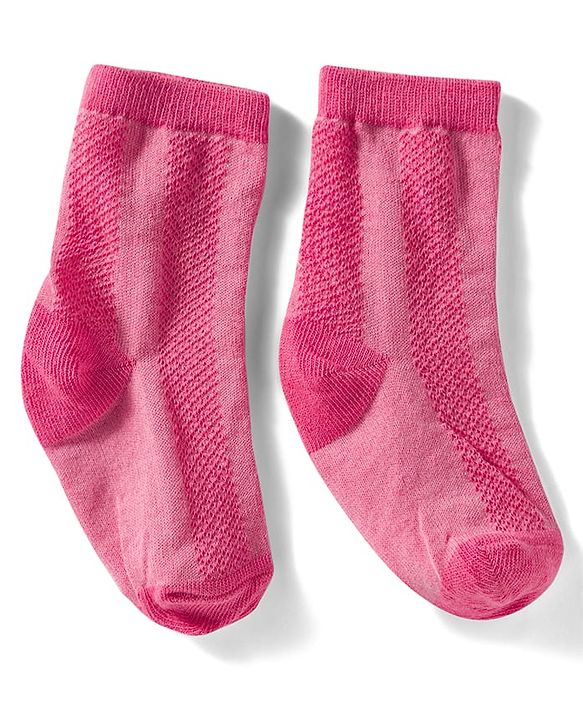 Cutewalk by Babyhug Non Terry Knit Anti-Bacterial Ankle Length Solid Colour Socks Pack of 3 - Dark Pink & Cream
