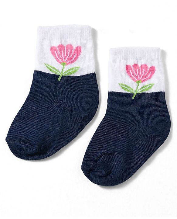 Cute Walk by Babyhug Non Terry Knit Ankle Length Anti Bacterial Socks With Floral Design Pack of 3 - Multicolour Female