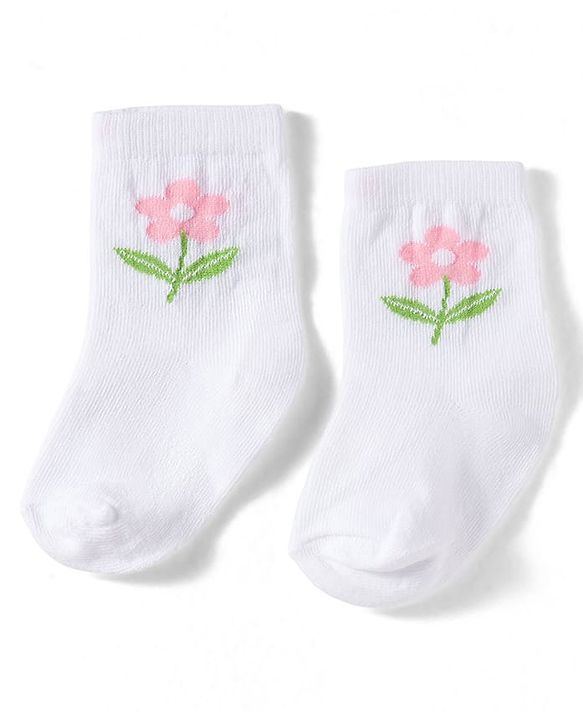 Cute Walk by Babyhug Non Terry Knit Ankle Length Anti Bacterial Socks With Floral Design Pack of 3 - Multicolour Female
