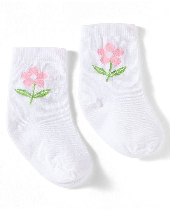 Cute Walk by Babyhug Non Terry Knit Ankle Length Anti Bacterial Socks With Floral Design Pack of 3 - Multicolour Female