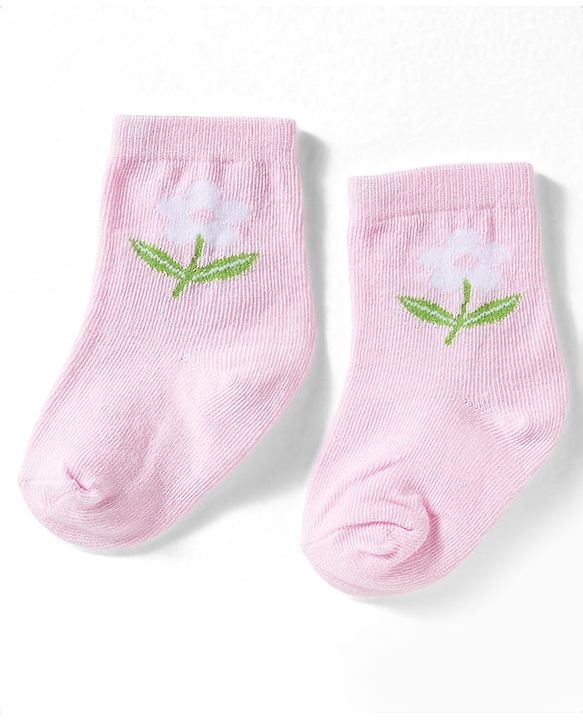 Cute Walk by Babyhug Non Terry Knit Ankle Length Anti Bacterial Socks With Floral Design Pack of 3 - Multicolour Female