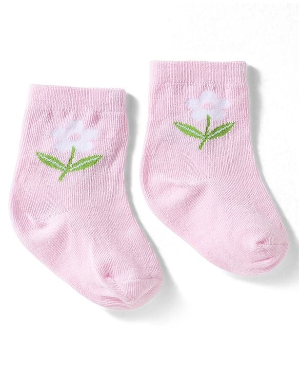 Cute Walk by Babyhug Non Terry Knit Ankle Length Anti Bacterial Socks With Floral Design Pack of 3 - Multicolour Female