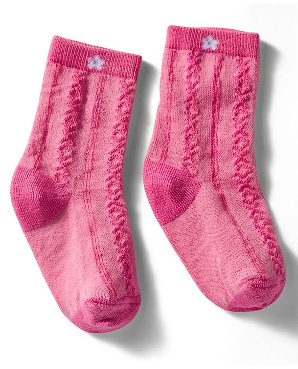 Cutewalk by Babyhug Non Terry Ankle Length Anti-Bacterial Socks with Floral, Heart & Bow Design Pack of 3 - Pink & Purple