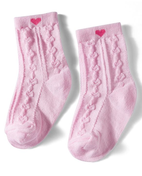 Cutewalk by Babyhug Non Terry Ankle Length Anti-Bacterial Socks with Floral, Heart & Bow Design Pack of 3 - Pink & Purple