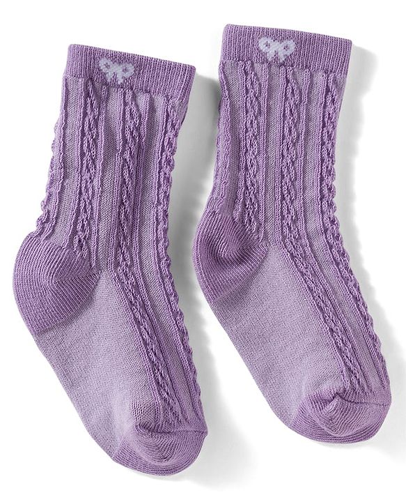 Cutewalk by Babyhug Non Terry Ankle Length Anti-Bacterial Socks with Floral, Heart & Bow Design Pack of 3 - Pink & Purple