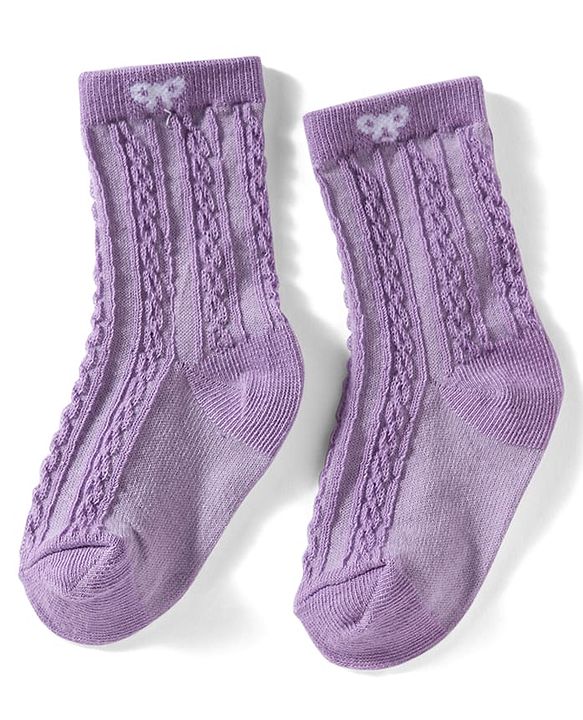 Cutewalk by Babyhug Non Terry Ankle Length Anti-Bacterial Socks with Floral, Heart & Bow Design Pack of 3 - Pink & Purple