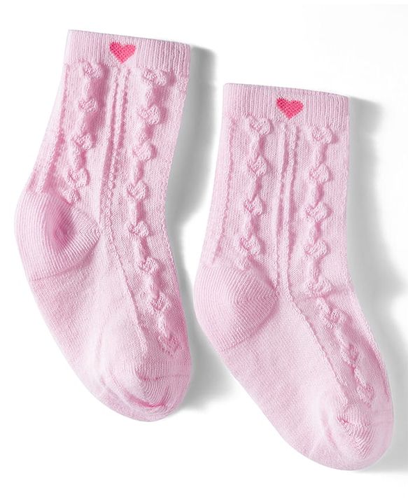 Cutewalk by Babyhug Non Terry Ankle Length Anti-Bacterial Socks with Floral, Heart & Bow Design Pack of 3 - Pink & Purple