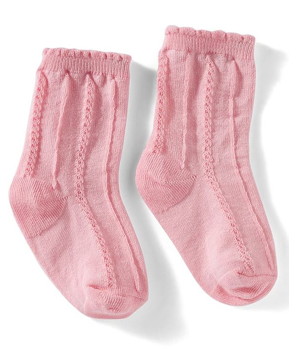 Cutewalk by Babyhug Non Terry Knit Anti-Bacterial Ankle Length Solid & Floral Designed  Socks Pack of 3 - Red, Cream & Pink