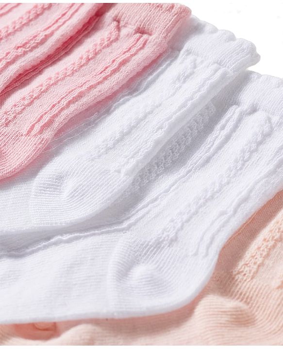 Cute Walk by Babyhug Non Terry Knit Ankle Length Anti Bacterial Socks Pack of 3 - Multicolour