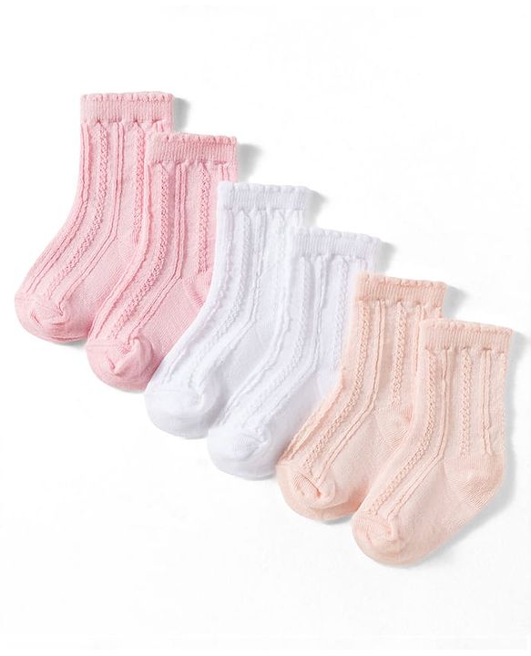 Cute Walk by Babyhug Non Terry Knit Ankle Length Anti Bacterial Socks Pack of 3 - Multicolour