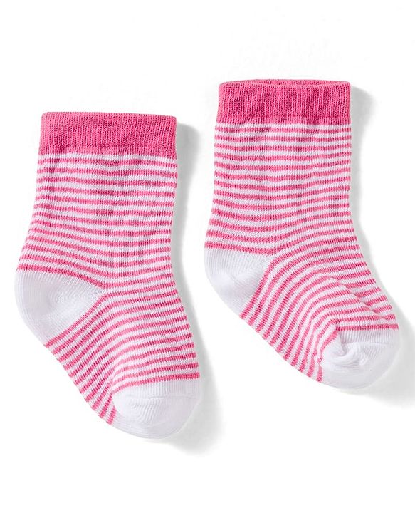 Cute Walk by Babyhug Non Terry Knit Ankle Length Anti Bacterial Socks With Stripes & Fruits Design Pack of 3 - Multicolour