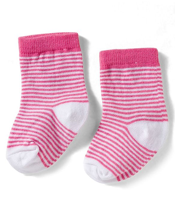 Cute Walk by Babyhug Non Terry Knit Ankle Length Anti Bacterial Socks With Stripes & Fruits Design Pack of 3 - Multicolour