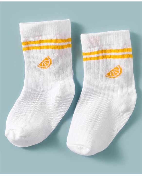Cute Walk by Babyhug Non Terry Knit Ankle Length Anti Bacterial Socks With Fruits Design Pack of 3 - Multicolour