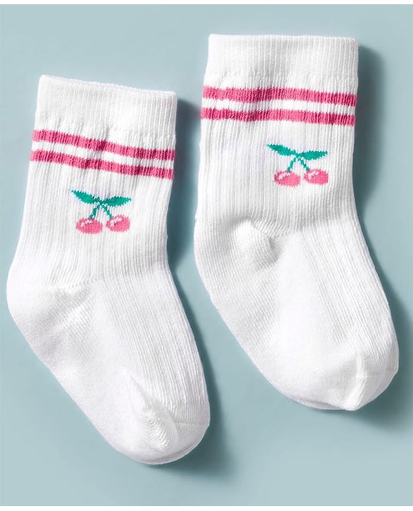 Cute Walk by Babyhug Non Terry Knit Ankle Length Anti Bacterial Socks With Fruits Design Pack of 3 - Multicolour