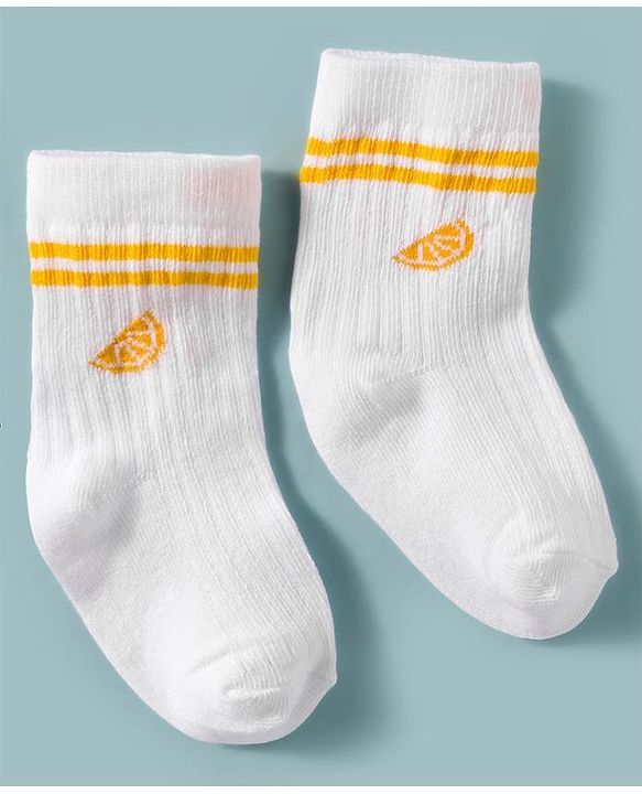 Cute Walk by Babyhug Non Terry Knit Ankle Length Anti Bacterial Socks With Fruits Design Pack of 3 - Multicolour