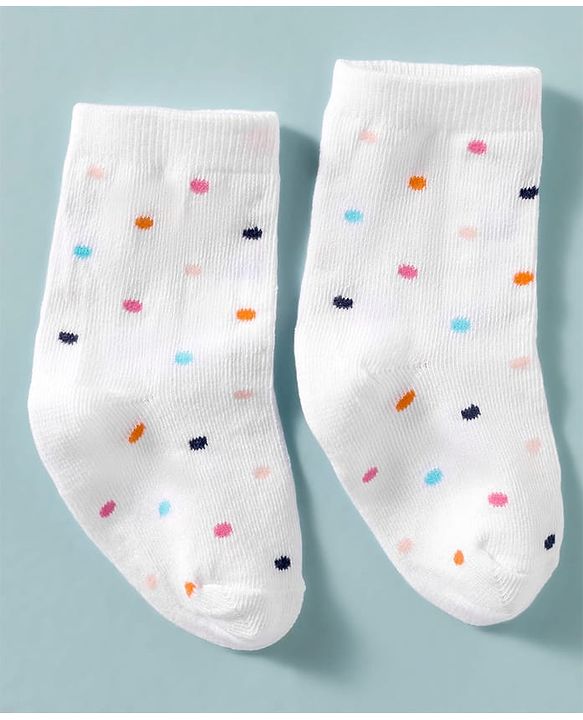 Cute Walk by Babyhug Non Terry Knit Ankle Length Anti Bacterial Socks With Polka Dots Hearts & Bow Design Pack of 3 - Multicolour