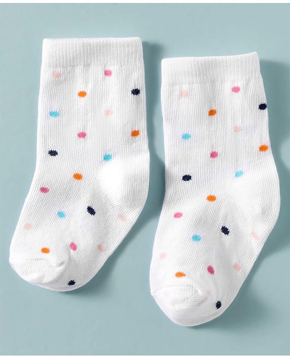 Cute Walk by Babyhug Non Terry Knit Ankle Length Anti Bacterial Socks With Polka Dots Hearts & Bow Design Pack of 3 - Multicolour