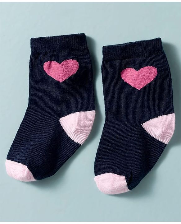 Cute Walk by Babyhug Non Terry Knit Ankle Length Anti Bacterial Socks With Polka Dots Hearts & Bow Design Pack of 3 - Multicolour