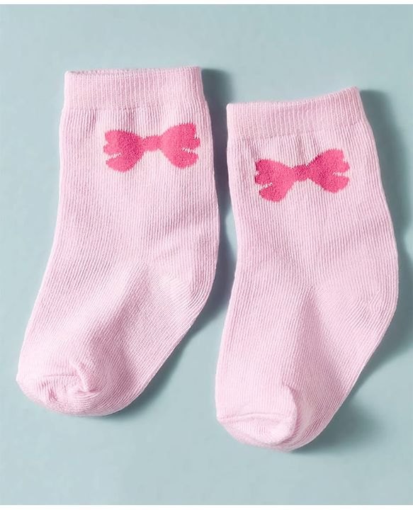 Cute Walk by Babyhug Non Terry Knit Ankle Length Anti Bacterial Socks With Polka Dots Hearts & Bow Design Pack of 3 - Multicolour
