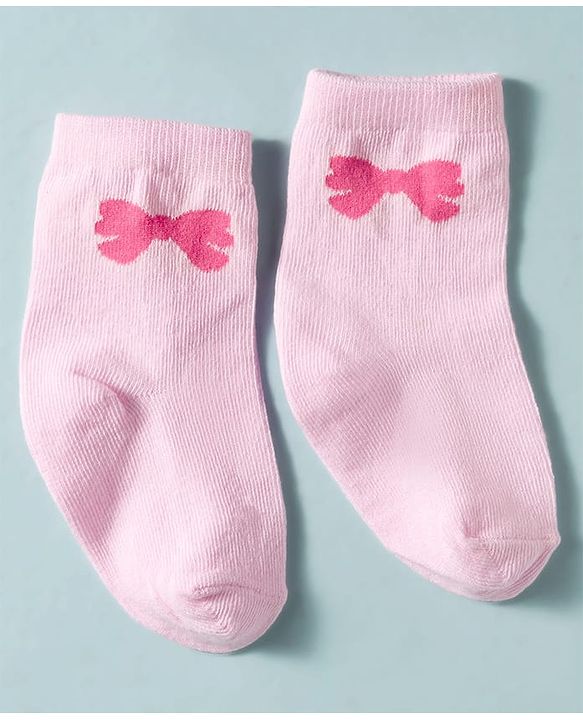 Cute Walk by Babyhug Non Terry Knit Ankle Length Anti Bacterial Socks With Polka Dots Hearts & Bow Design Pack of 3 - Multicolour