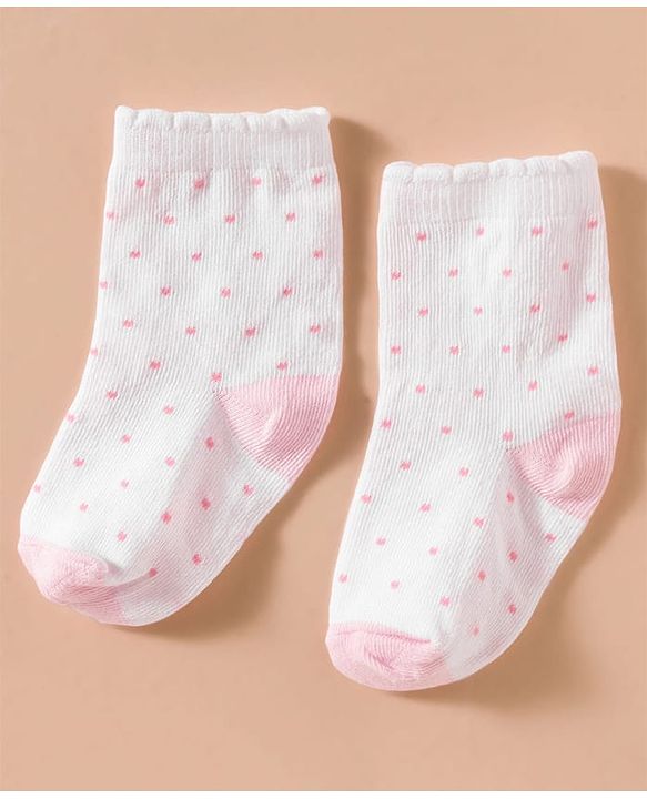 Cute Walk by Babyhug Non Terry Knit Ankle Length Anti Bacterial Socks With Polka Dots Pack of 3 - Multicolour
